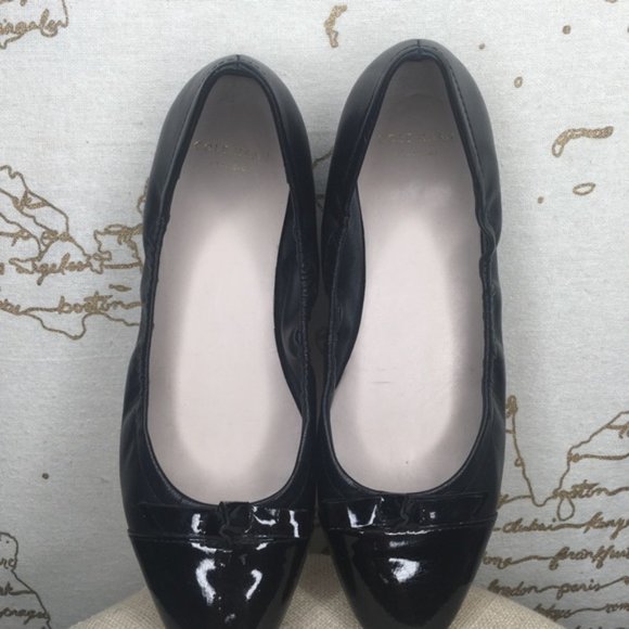 Cole Haan Grand OS Size 6.5 Black Patent Toe Bow Ballet Flats Pointed Toe - Picture 7 of 12